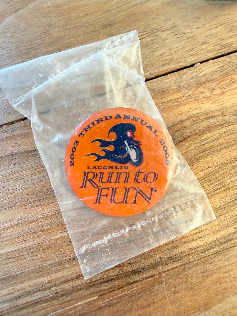 Vintage 2005 Laughlin Run to Fun Motorcycle Rally 3rd Annual 2003-2005 Pin NOS